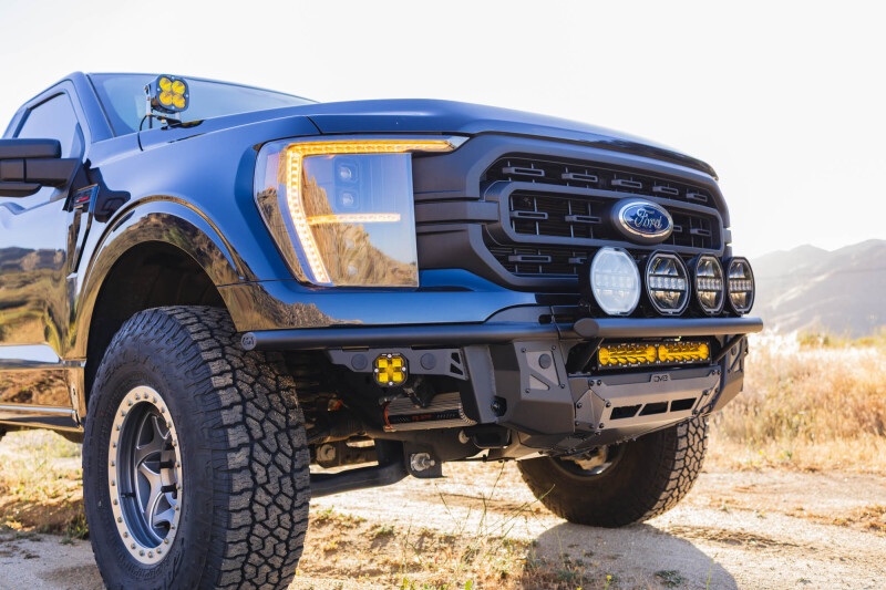 Ford F-150 Front Bumper - DV8 Offroad - Tube, Prerunner - Micro-texture black with gray skid plate accents - `21-`23